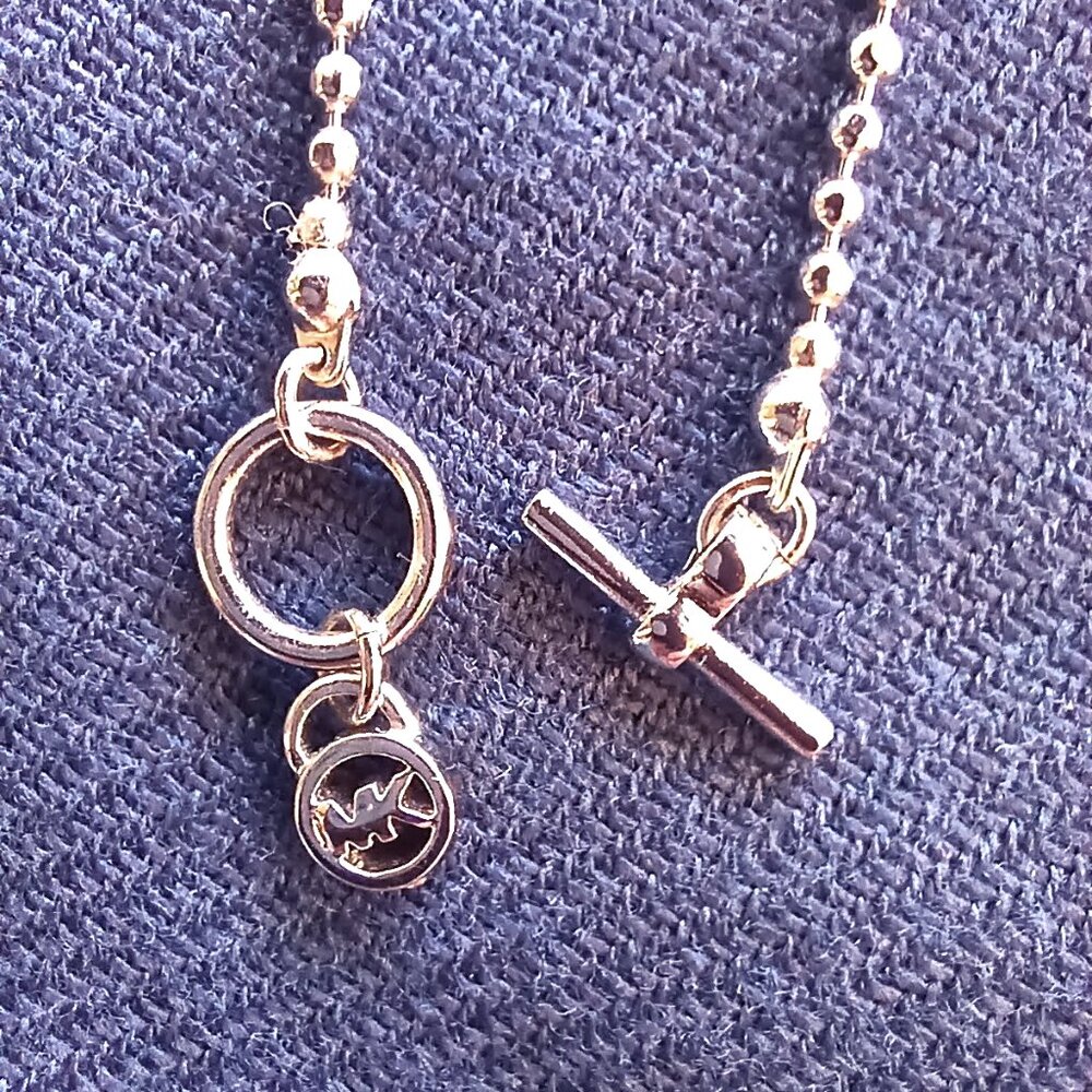 Michael Kors Pendant Silver Pave Sparkly Ball w Crystal Rhinestones 30" Chain - Picture 5 of 8